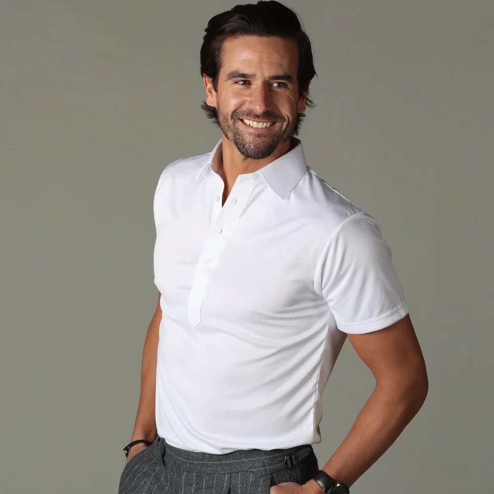 Collars & Co Dress Collar Polo Shirt Mens Large White Performance Stretch Polo